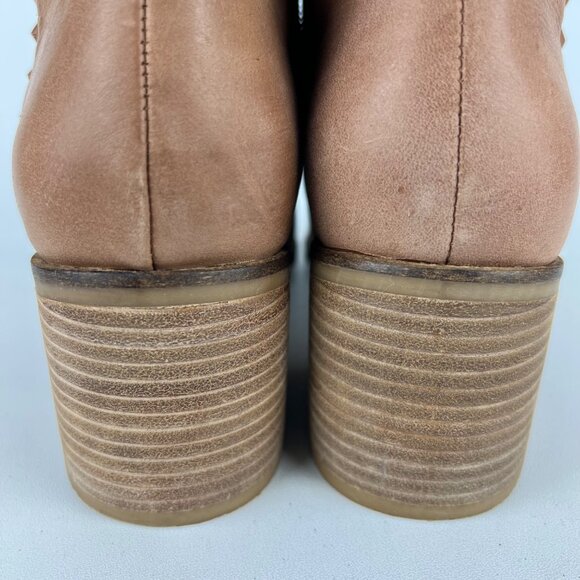 Lucky Brand Womens Cosmio Western Booties Brown Leather Block Heel size 9.5M - Picture 4 of 16